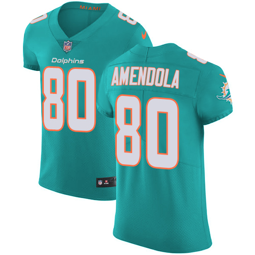 Nike Dolphins #80 Danny Amendola Aqua Green Team Color Men's Stitched NFL Vapor Untouchable Elite Jersey